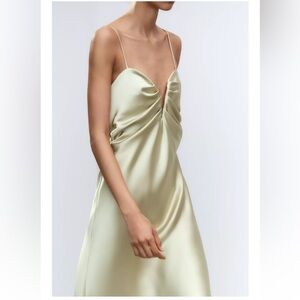 ZARA SATIN SWEETHEART MIDI DRESS - NEW